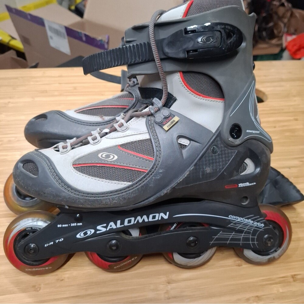 SALOMON DR 70 INLINE SKATES Rollerblades MEN’S 8.5 Black Red - EXCELLENT DR70